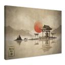 Lienzo Templo japonés al amanecer - Roze