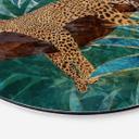 Billede af leopard i smaragdgrøn jungle - Manovski - rund – print på aluminium (Alu-Dibond)