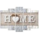 5 stykke lærredsprint, Heart Home træplanker Vintage