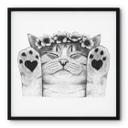 Póster Lindo gato con patas de corazón - Korenkova - Cuadrado