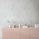 Papel pintado no tejido flores, hojas naturaleza floral en gris