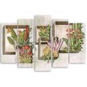 5 stykke lærredsprint, firkantede æsker hylder med blomster