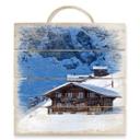 Cuadro de madera cabaña de vacaciones en los Alpes suizos - 40x41,5 cm