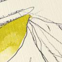 Papier peint intissé avec motif graphique de feuilles en jaune et noir sur blanc