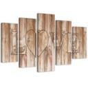 5 stykke lærredsprint, Love Inscription Boards Brun
