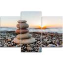 3-delt lærredstryk Stone Sea Beach Zen