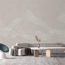 Geometrisk bjergtapet i beige med linjemønster - non-woven tapet
