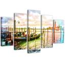 5 stykke lærred Print Venedig Gondoler Italien