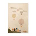 Cuadro de madera Globos aerostáticos de colores en el cielo - Lisboa