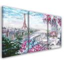 3 stykke lærred Print Paris Eiffeltårnet Landskab Pink Pastel