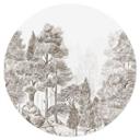Muursticker bos met boslandschap in beige - Ms Tiff - Rond
