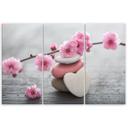3-delt lærredsprint Zen Cherry Blossom Heart Stone