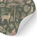 Charmerende skov med dyr Wallsticker - Vintage grøn - Kikki Belle - Rund