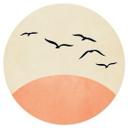 Wallsticker Sværm af fugle ved solnedgang - Kubistika