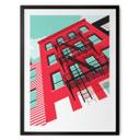 Póster Fachada roja con escalera de incendios en New York - Heemskerk
