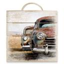 Cuadro de madera Coches viejos oxidados - 40x41,5 cm