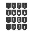 MDF - Decoración en madera - Cadena de banderines Feliz Cumpleaños incl. cuerda de algodón