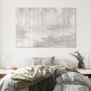 Acrylglas afbeelding Bos bij het meer in mist in beige - Ms Tiff