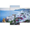 3 stykke lærredstryk, Santorini Grækenland Hav