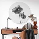Tableau sur alu-Dibond rond Grønkjær - Anthurium noir et blanc