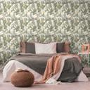 plantetapet med blomster hvid grøn - non-woven tapet med blomstermotiver