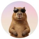Wallsticker cool kapivar med solbriller - rund