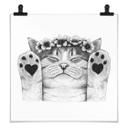 Póster Lindo gato con patas de corazón - Korenkova - Cuadrado