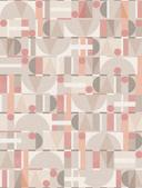 Papel pintado no tejido de color gris beige rojo formas modernas gráfico geométrico 