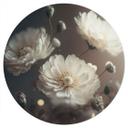 Vinilo decorativo Flores blancas con polvo de oro - Treechild - Redondo