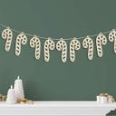 Decoración en madera de Navidad - Bastón de caramelo de álamo (14 piezas) - 4x9 cm cada una