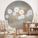 Tapet cirkel Melz - White Dandelions - vliesetapet/selvklæbende non-woven tapet