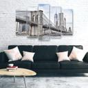 Lærredstryk 5 stykker, Brooklyn Bridge City New York
