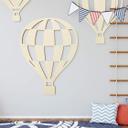Decoración en madera de álamo - globo aerostático a cuadros