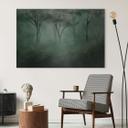 Wanddecoratie bos magie in de ochtendmist groen - Ms Tiff - Alu-Dibond