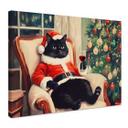 Lienzo gato de Navidad con vino - Melloi Art Prints