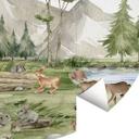 Tapet cirkel Oliver Robins - Cute Forest Animals - vliesetapet/selvklæbende non-woven tapet