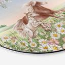 Billede Heste i blomsterengen - Kikki Belle - rund – print på aluminium (Alu-Dibond)