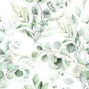 Ikke-vævet tapet blade, grene blomstret natur mat i hvid grøn