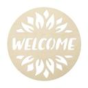 Decoración en madera para puertas - Bienvenido girasol - Álamo - Redondo