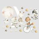 Wallsticker til børneværelset Glade dyr med stjernehimmel - Oliver Robins - 50x70 cm