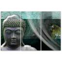 3 stykke lærredsprint, Zen Buddha turkis wellness