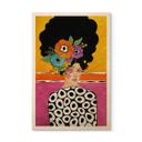 Cuadro de madera mujer con corona de flores de colores - Hülya