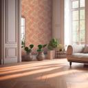 Papel pintado Selva beige claro brillante rojo - papel pintado con motivos vegetales