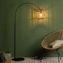Bogenstandleuchte Lucas, braun, 171 x 36 cm, Rattan Innenleuchte
