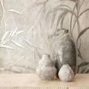 Papel pintado no tejido con hojas en hormigón de aspecto floral gris