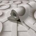 Papel pintado no tejido gráfico 3D aspecto moderno, círculos mate en gris