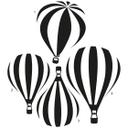 Muursticker Luchtballonnen met wolken (2-kleurig)