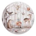 Vægcirkel Kvilis - Sweet Forest Animals – print på aluminium (Alu-Dibond)