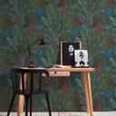 Papel pintado botánico en tonos verdes con plantas - papel pintado no tejido para un diseño de pared natural