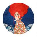 Póster mujer pelirroja con flores - Hülya - Redondo